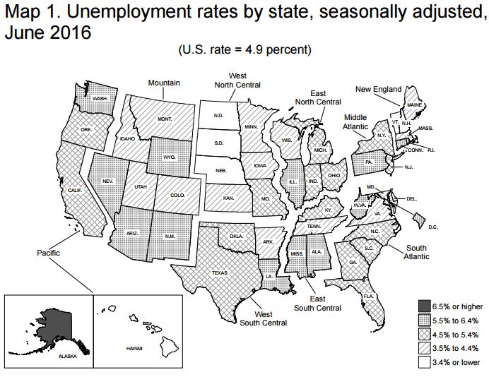 Credit Bureau of Labor Statistics Regional and State Employment and Unemployment June 2016