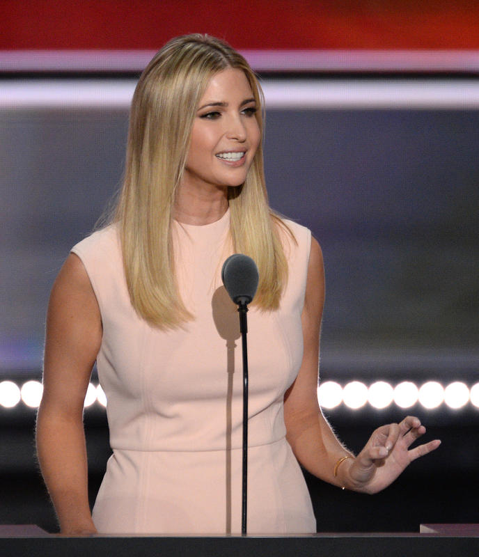 Credit Christopher Evans          CHIP OFF THE OLD BLOCK Ivanka Trump speaks during the Republican National Convention last night