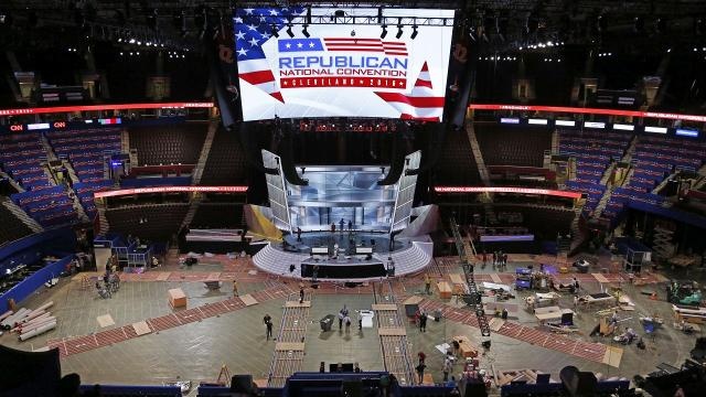 Crews inside the Quicken Loans Arena in downtown Cleveland Ohio are preparing for the Republican National Convention