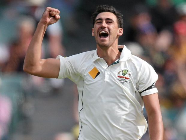 DANGER MAN Australia's Mitchell Starc celebrates a wicket