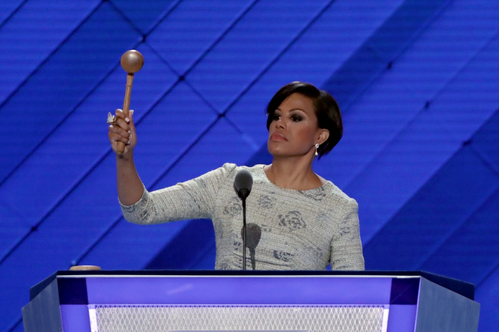 PHILADELPHIA PA- JULY 25 Baltimore Mayor Stephanie Rawlings Blake bangs the gavel calling to order the first day of the Democratic National Convention at the Wells Fargo Center