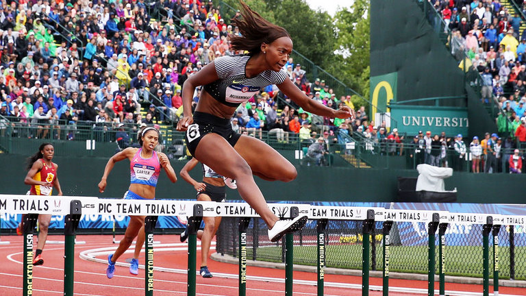 Dalilah Muhammad produced the fastest time in the 400 meters hurdles in 2016