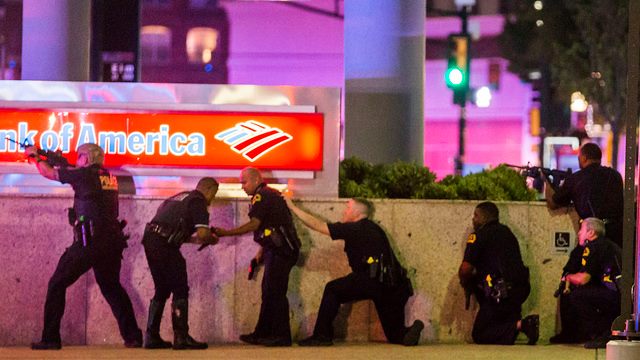 Dallas police officers during shooting