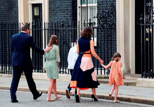 David Cameron leaves 10 Downing Street in London with wife Samantha and children Nancy 12 Elwyn 10 and Florence 5 for Buckingham Palace for an audience with Queen Elizabeth II to formally resign as Prime Minister Credit Stefan Rousseau  PA Wire