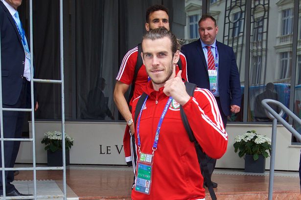 Wales&#x27 Gareth Bale departs the team hotel in Roubaix as they return to their team base in Dinard following the 3-1 UEFA Euro 2016 Championship Quarter Final victory over Belgium