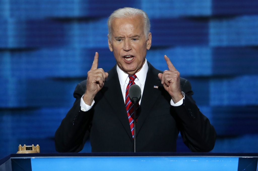 Vice President Joe Biden speaks during the third day of the Democratic National Convention in Philadelphia, Wednesday