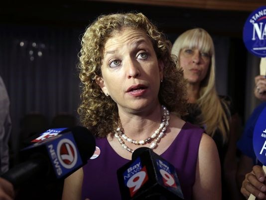 Democratic National Committee chairwoman Debbie Wasserman Schultz speaks at a rally in Miami Florida