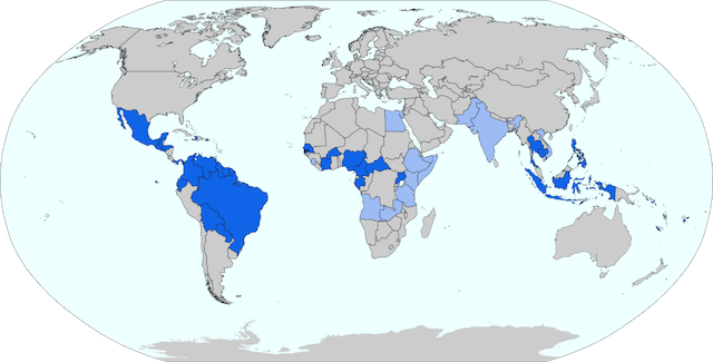 Distribution of Zika virus infections WIKIMEDIA FURFUR