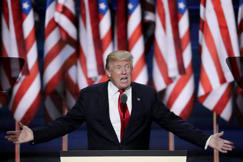 Republican Presidential Candidate Donald J. Trump speaks during the final day of the Republican National Convention in Cleveland Thursday