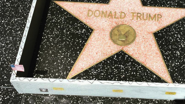 Street Artist Plastic Jesus Erects Tiny Wall Around Donald Trump's Star On the Hollywood Walk of Fame