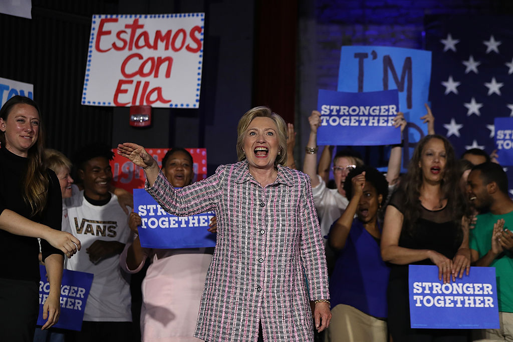 CHARLOTTE NC- JULY 25 Democratic presidential candidate Hillary Clinton greets supporters during a Democratic Party organizing event