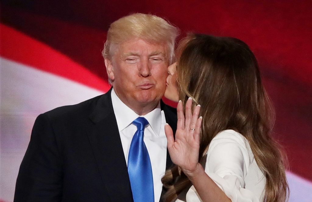 Donald Trump kissed by his wife Melania at the Republican National Convention