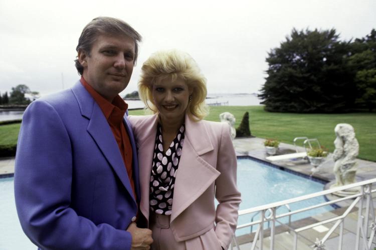 Donald Trump relaxes with his wife Ivana at their Greenwich Connecticut home