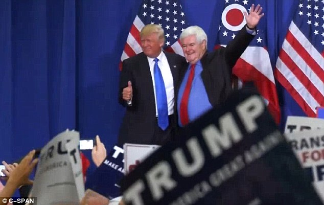 IS IT NEWT? Donald Trump wouldn't let his audience in on his VP thinking Wednesday night in Cincinnati Ohio but former House Speaker Newt Gingrich got rave reviews among the crowd for his running-mate audition