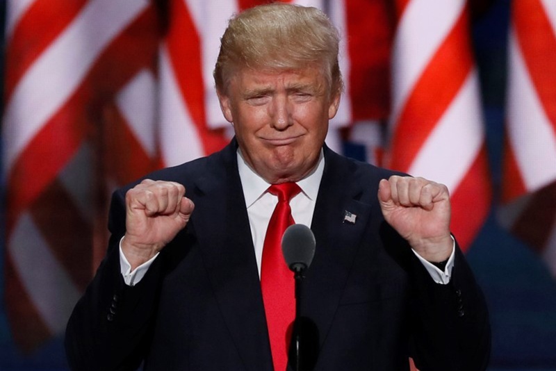 Republican Presidential nominee Donald Trump speaks at the final session of the Republican National Convention in Cleveland Ohio