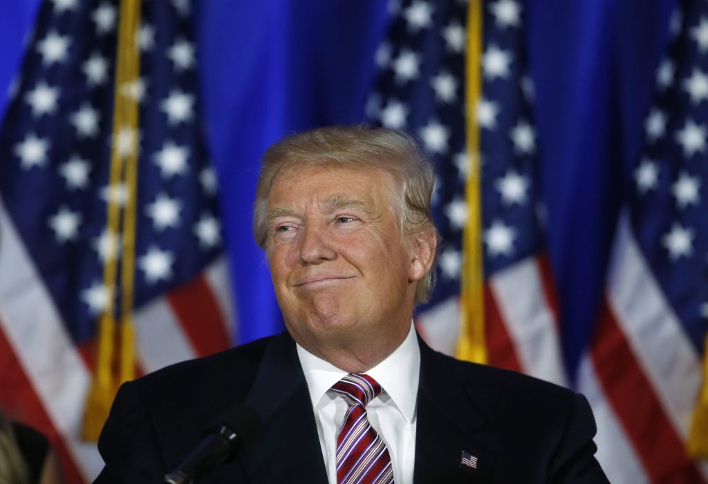 Republican presidential candidate Donald Trump speaks at a campaign event on the day several states held presidential primaries including California at the Trump National Golf Club Westchester in Briarcliff Manor New York