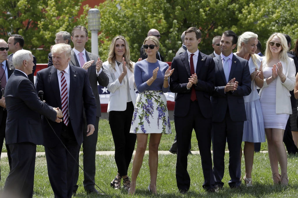 Donald Trump,Mike Pence,Ivanka Trump,Jarred Kushner,Eric Trump,Donald Trump Jr.,Tiffany Trump,Lara Yunaska