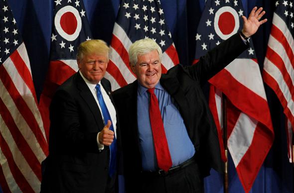 Donald Trump with Newton Larry'Newt Gingrich in Cincinnati on July 6. John Sommers II  Getty Images