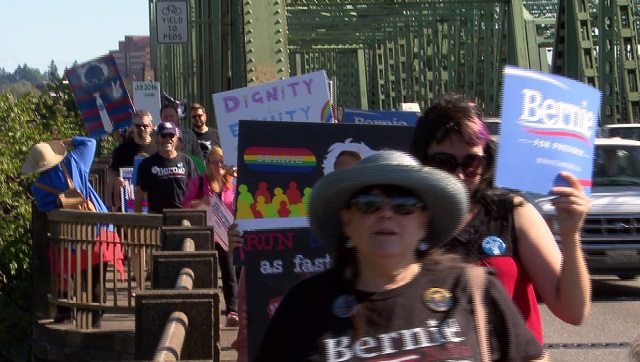 Dozens of people rallied for Bernie Sanders in Vancouver