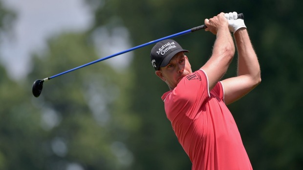 Henrik Stenson plays his shot from the sixth tee during the second round of the PGA Championship