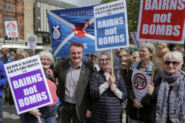 Thousands of people across Scotland protested in Edinburgh before the vote to say'Trident No More