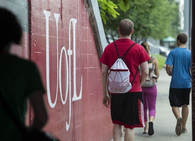 Students on the University of Louisville's main campus