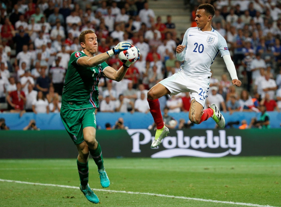 England's Dele Alli in action with Iceland's Hannes Halldorsson.   
  Credit    Eric Gaillard  Reuters  Livepic