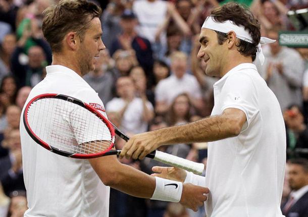 HIS MOMENT IN THE SUN:Marcus Willis made the most of his unlikely second round meeting with Roger Federer evidently enjoying himself even slipping 24 winners and nine aces past the Swiss great