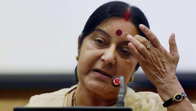 External affairs minister Sushma Swaraj addresses a press conference in New Delhi