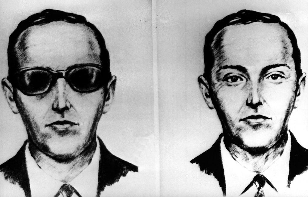 An undated artist's sketch shows the skyjacker known as D.B. Cooper from recollections of the passengers and crew of a Northwest Airlines jet he hijacked between Portland and Seattle on Thanksgiving eve in 1971