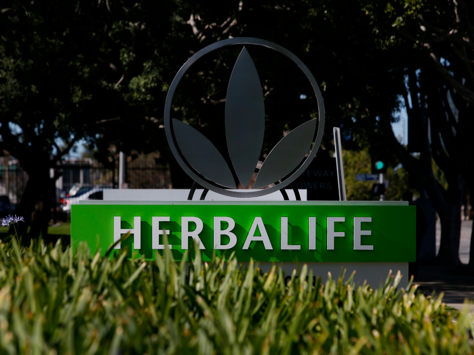 Herbalife Ltd. signage is displayed outside of Herbalife Plaza in Torrance California