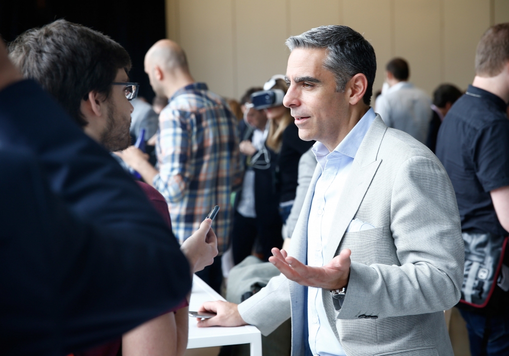 Vice President of Messaging Products at Facebook David Marcus speaks with guests during the 2016 Wired Business Conference