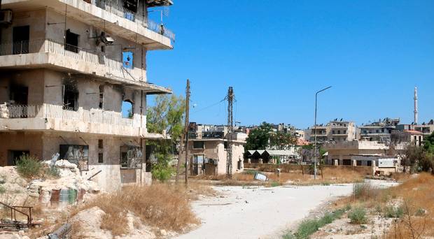 A view shows what is believed to be the road that civilians would have to use to access one of the safe exit points opened for civilians wishing to leave rebel-held areas in Aleppo's Bustan al-Qasr. REUTERS  Abdalrhman Ismail