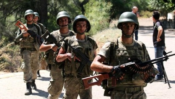 Turkish soldiers search for missing military personnel suspected of being involved in the coup attempt in Marmaris Turkey