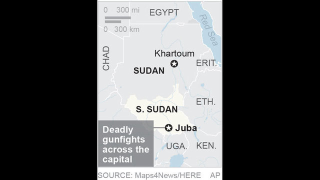 Gunfire heard in parts of south Sudan capital Juba on Sunday - Reuters witness