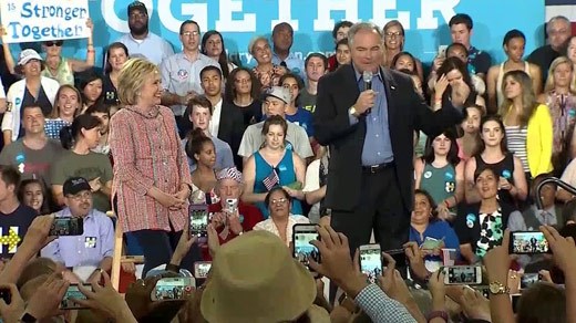 File Image Hillary Clinton and Tim Kaine at a campaign event