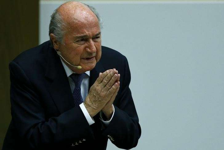 Former FIFA President Sepp Blatter reacts during a panel discussion in Basel Switzerland