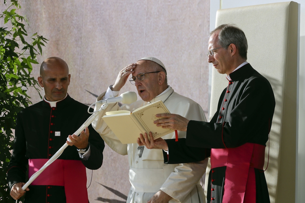 Pope Francis center attends the Via Crucis with youths participating in World Youth Days in Blonie Park Krakow Poland Friday