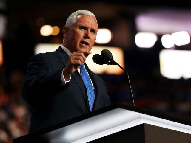 Gov. Mike Pence speaking in Novi July 28