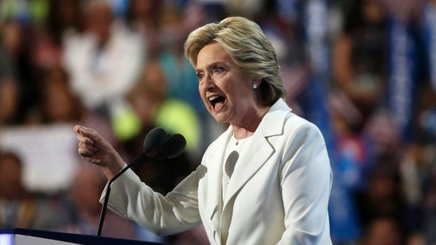 Hillary Clinton accepts the presidential nomination at the Democratic National Convention in Philadelphia