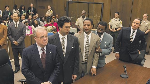 John Travolta Cuba Gooding Jr Nathan Lane David Schwimmer Dale Godboldo and Courtney B. Vance in The People v O.J. Simpson American Crime Story