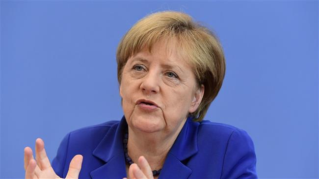 German Chancellor Angela Merkel at a press conference in Berlin