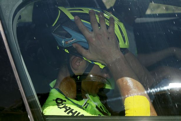 Alberto Contador abandons the race during stage nine of the 2016 Le Tour de France