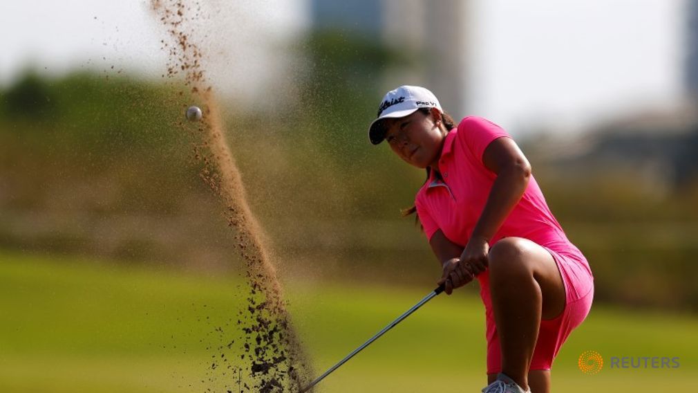 Golf- Rio 2016 Olympic Games Test Event Rio de Janeiro Brazil- 8/3/16- Brazil's Luciane Lee hits out of the bunker. REUTERS  Ricardo Moraes