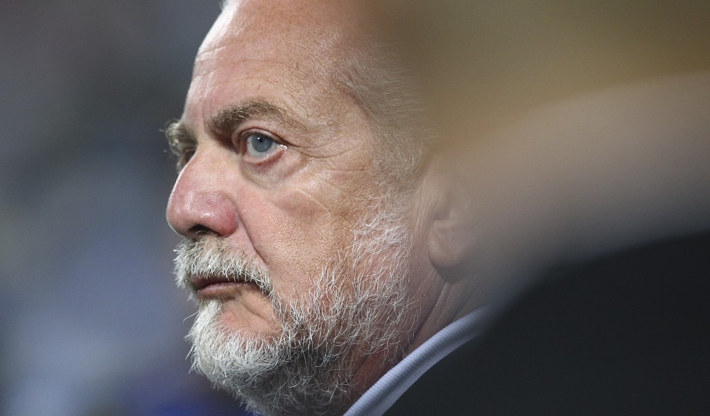 REGGIO NELL'EMILIA ITALY- AUGUST 23 SSC Napoli president Aurelio De Laurentiis looks on before the Serie A match between US Sassuolo Calcio and SSC Napoli at Mapei Stadium- Citt? del Tricolore