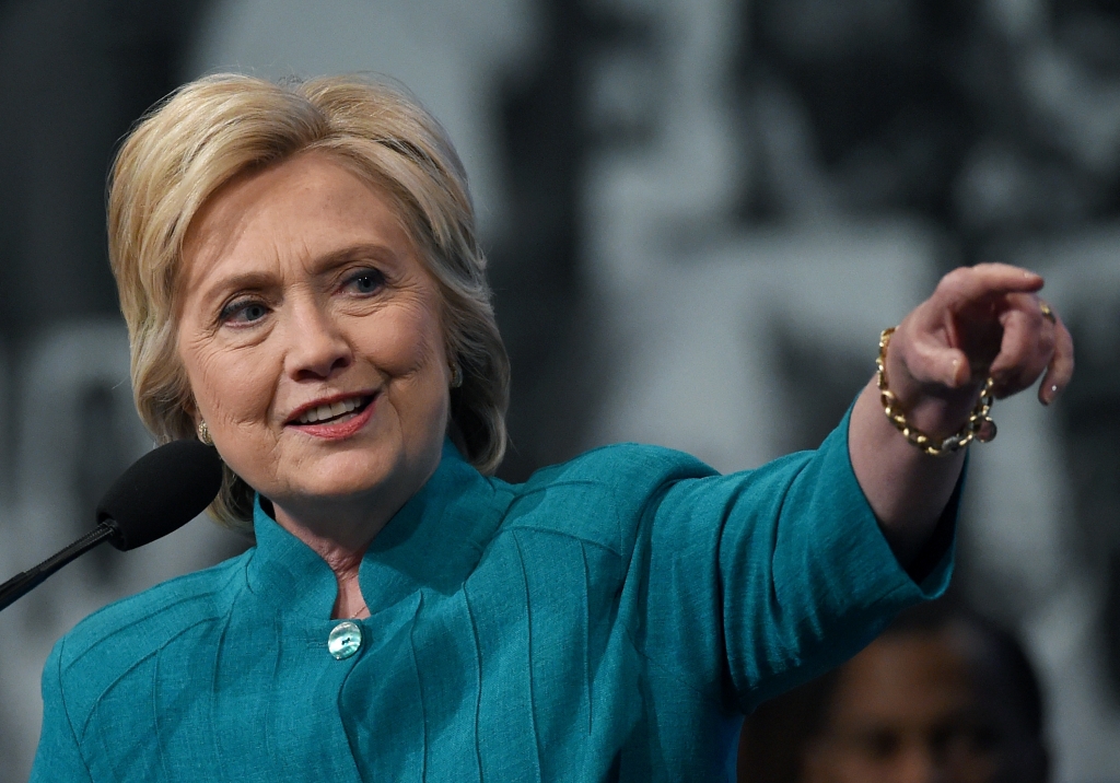 Democratic presidential candidate Hillary Clinton speaks at the American Federation of State County and Municipal Employees 42nd International Convention at the Las Vegas Convention Center