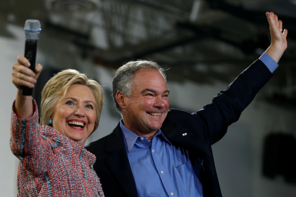 Hillary Clinton and Sen. Tim Kaine at a rally in Virginia.   REUTERS  Carlos Barria