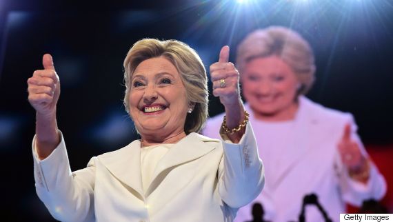 Hillary Clinton arrives to speak during the final day of the 2016 Democratic National Convention July 28