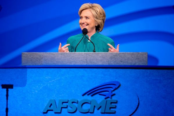 Democratic presidential candidate Hillary Clinton speaks at the