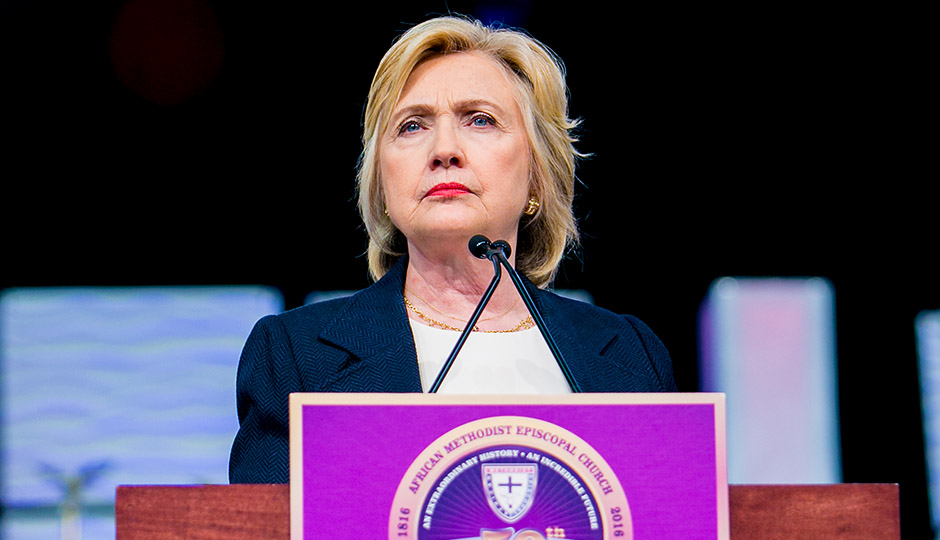 Hillary Clinton speaks at an African Methodist Episcopal Church convention on Friday in Philadelphia